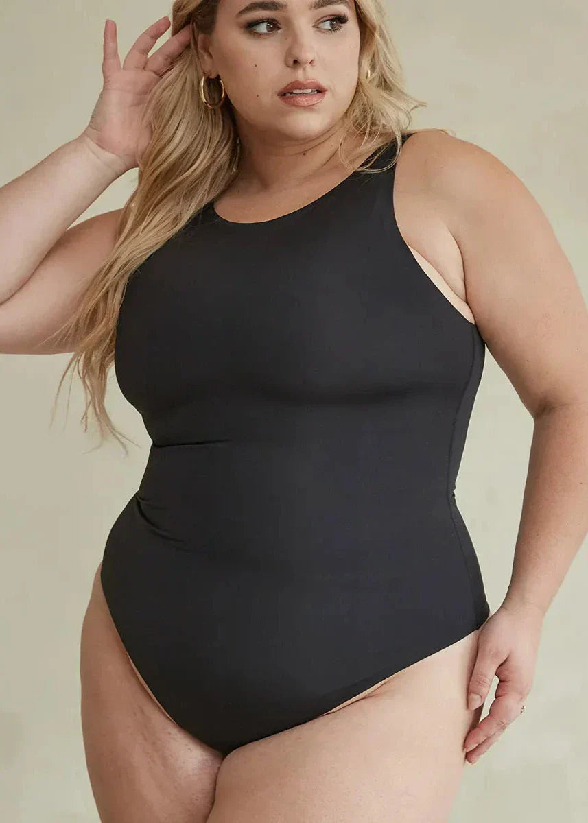 High Neck Hourglass Shapewear Thong Bodysuit shaperly