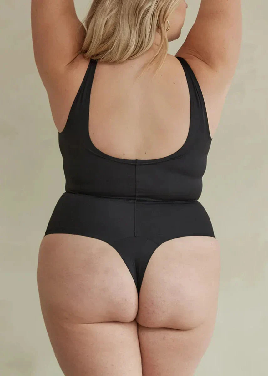 High Neck Hourglass Shapewear Thong Bodysuit shaperly