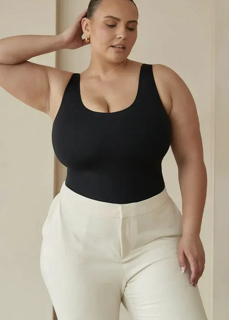 Scoop Tank Hourglass Shapewear Thong Bodysuit shaperly